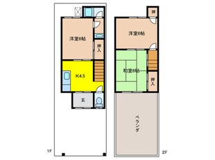 山科区小山一石畑貸家の物件間取画像